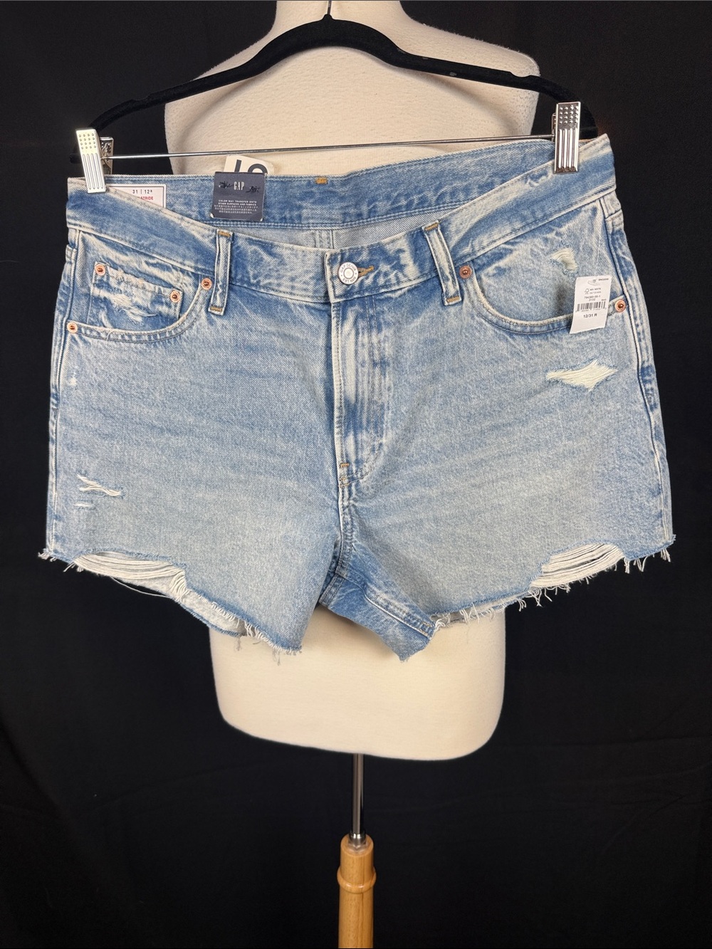 Gap Low Stride Low Rose Light Wash Distressed Denim Shorts